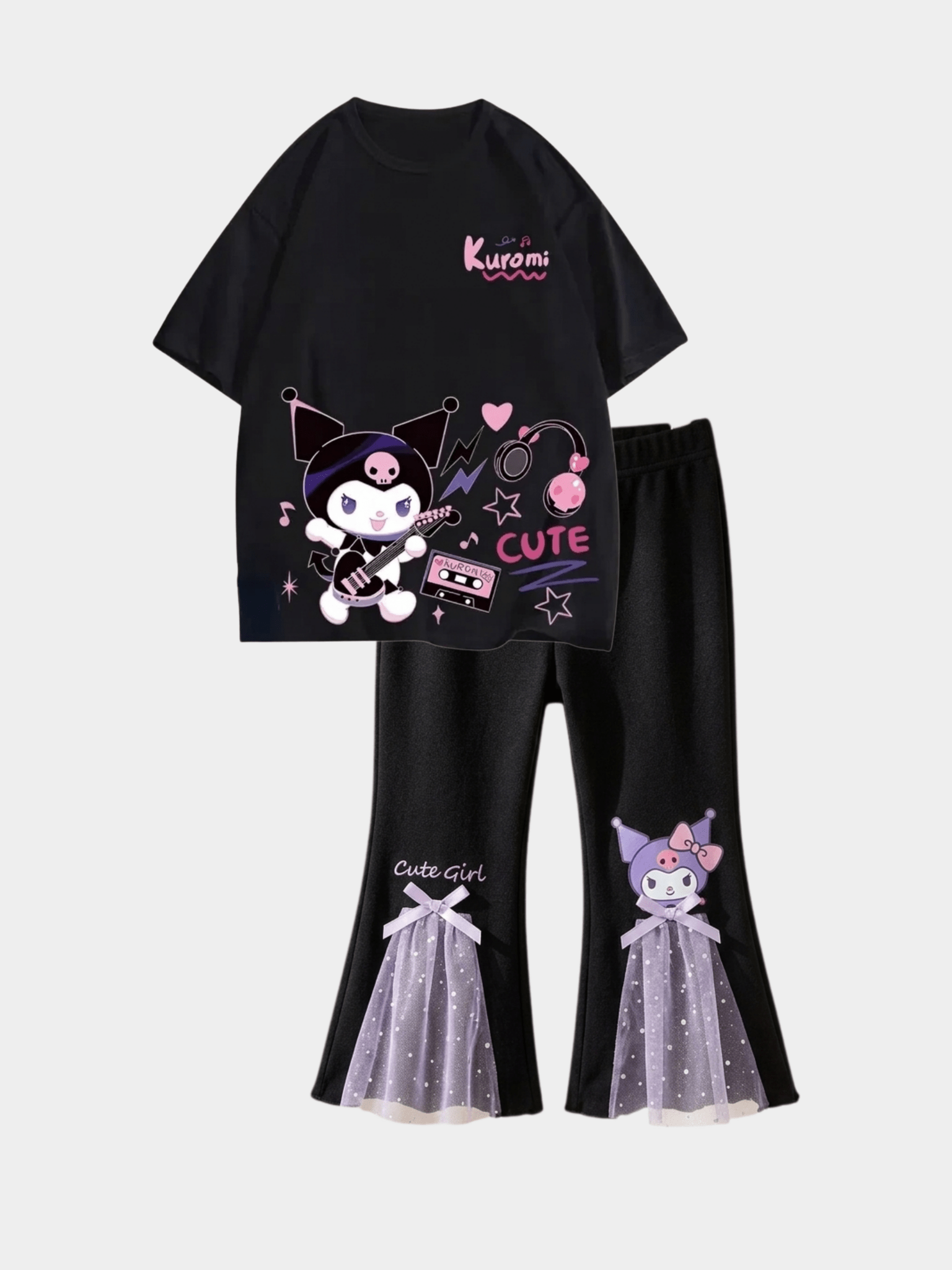 Kuromi Long Pyjamas - Black (4 - 12yrs)
