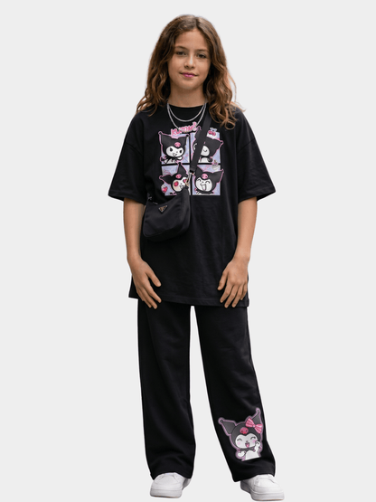 Kuromi "Many Moods" Black T-shirt set (3 - 12yrs)