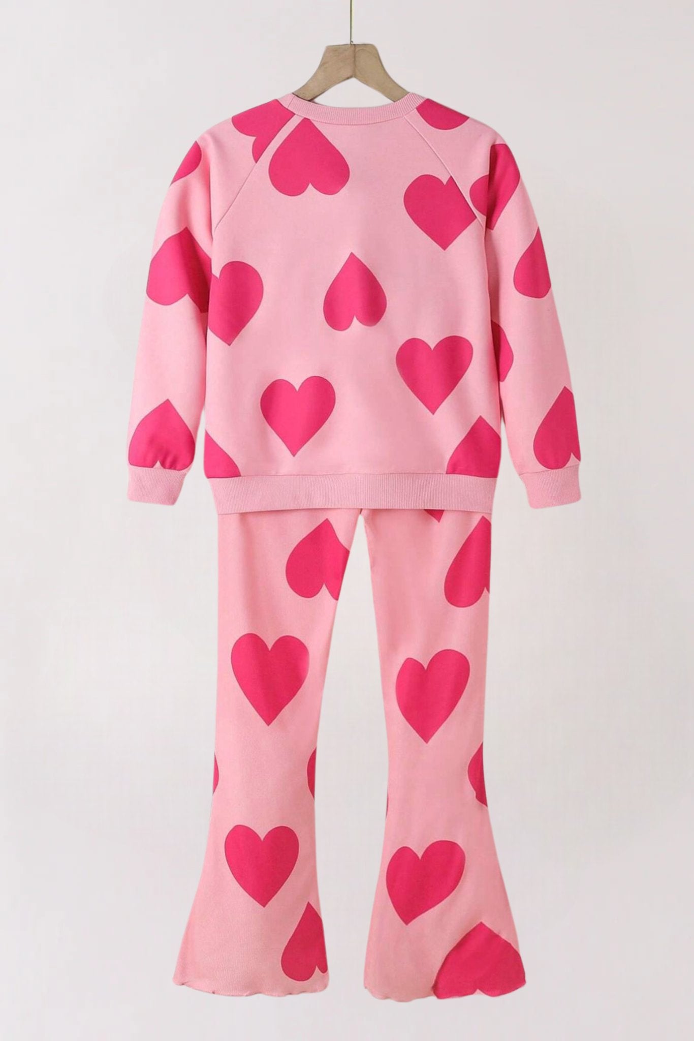 Love Printed Sweatshirt Set_Dark Pink