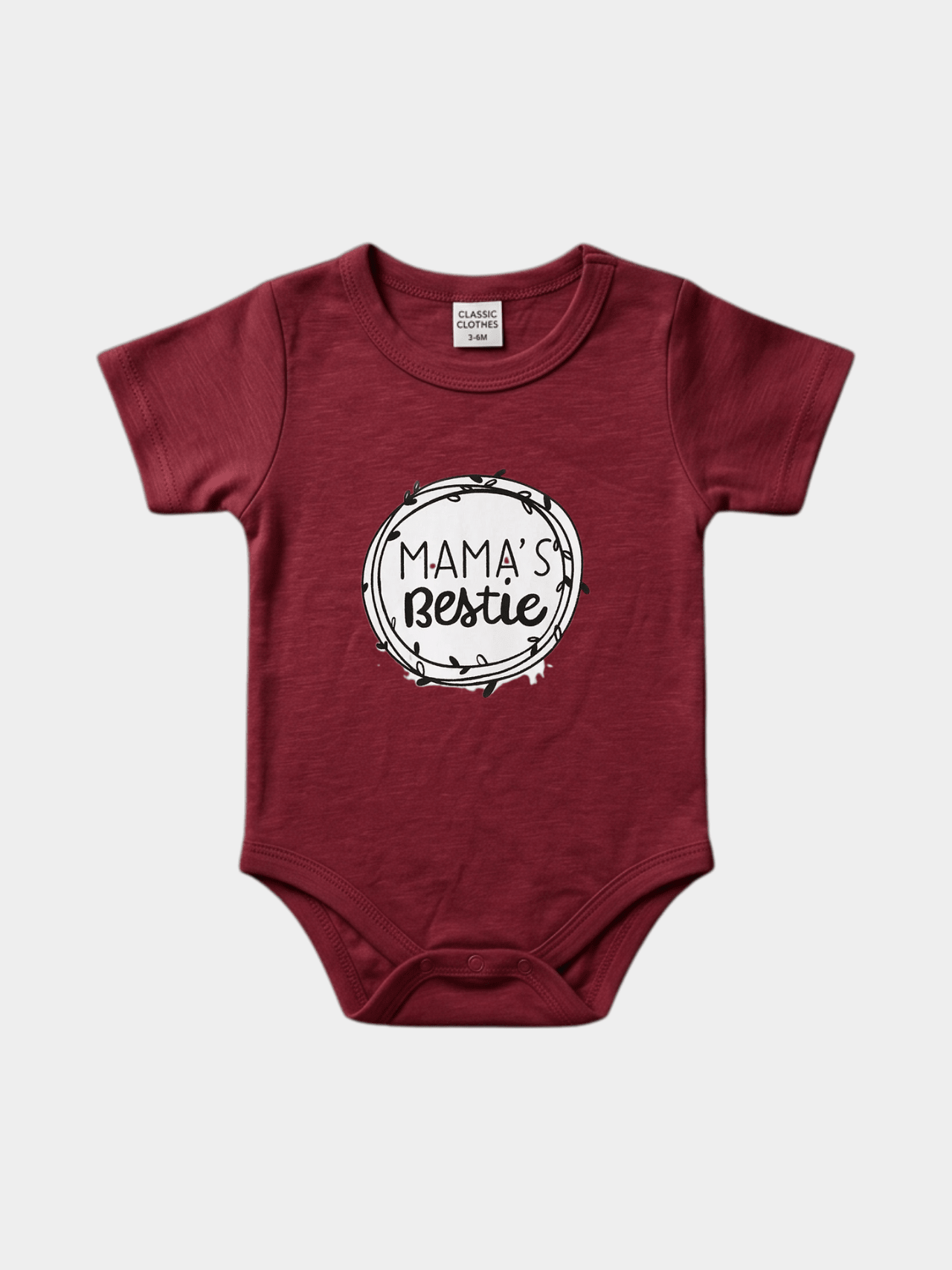 "Mama's Bestie" Wreath Bodysuit - Deep Maroon