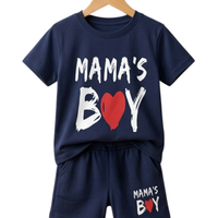 Mama's Boy Tee Set - toddler navy tee with Mama's Boy graphic and navy shorts