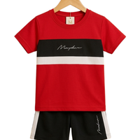 Manyahana Colorblock Tee Set - toddler red and black colorblock tee and shorts