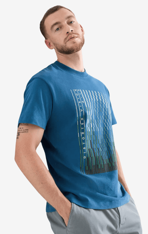 Men's Blue Color Printed T-shirt