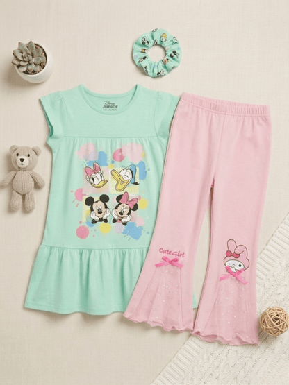Mickey & Hello Kitty Flared Pant & Dress Set