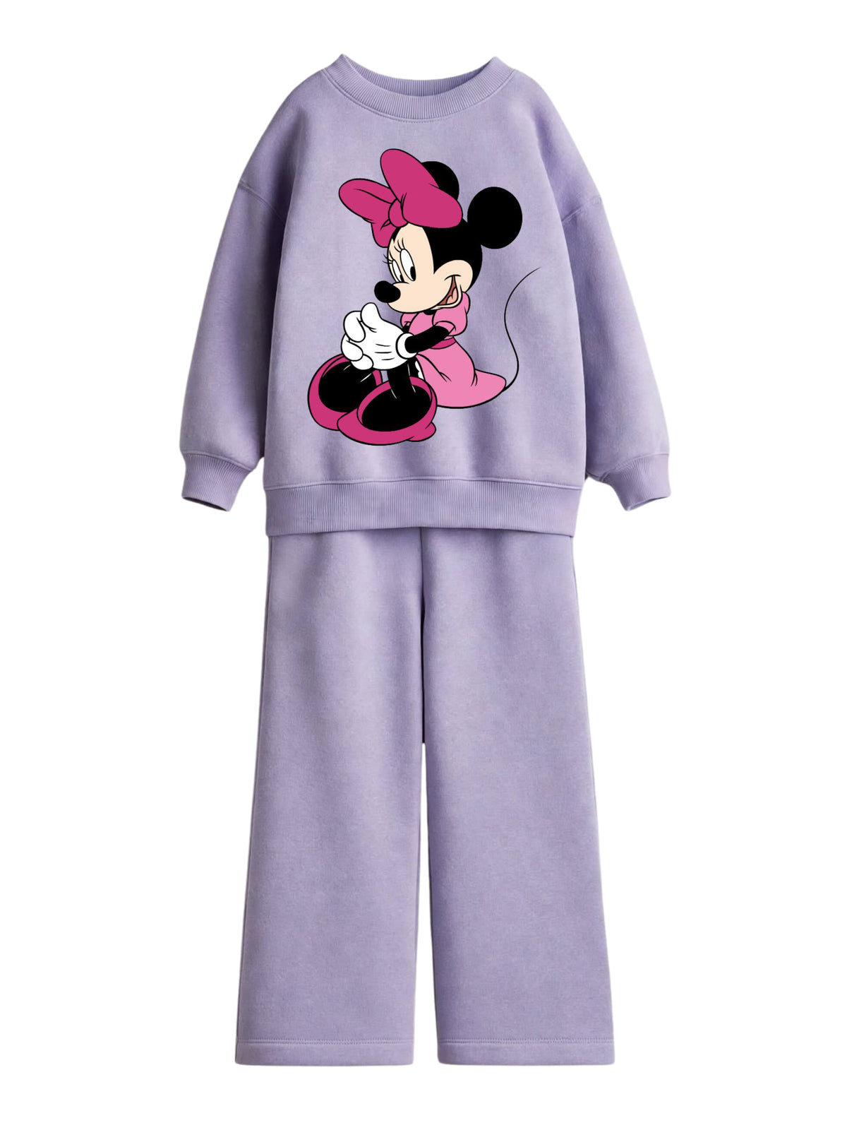 Minnie Mouse pink bow lavender sweatshirt and wide-leg pants set for girls