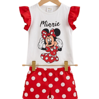 Minnie Ruffle Tee Set - toddler white ruffle tee with mouse graphic and polka-dot shorts