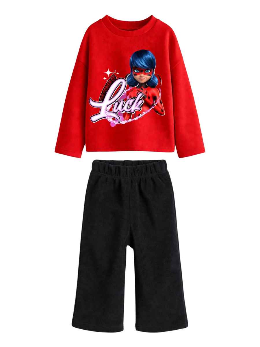 Miraculous Ladybug Sweatshirt & Wide-Leg Pants Set - Red & Black (0mths-2yrs)