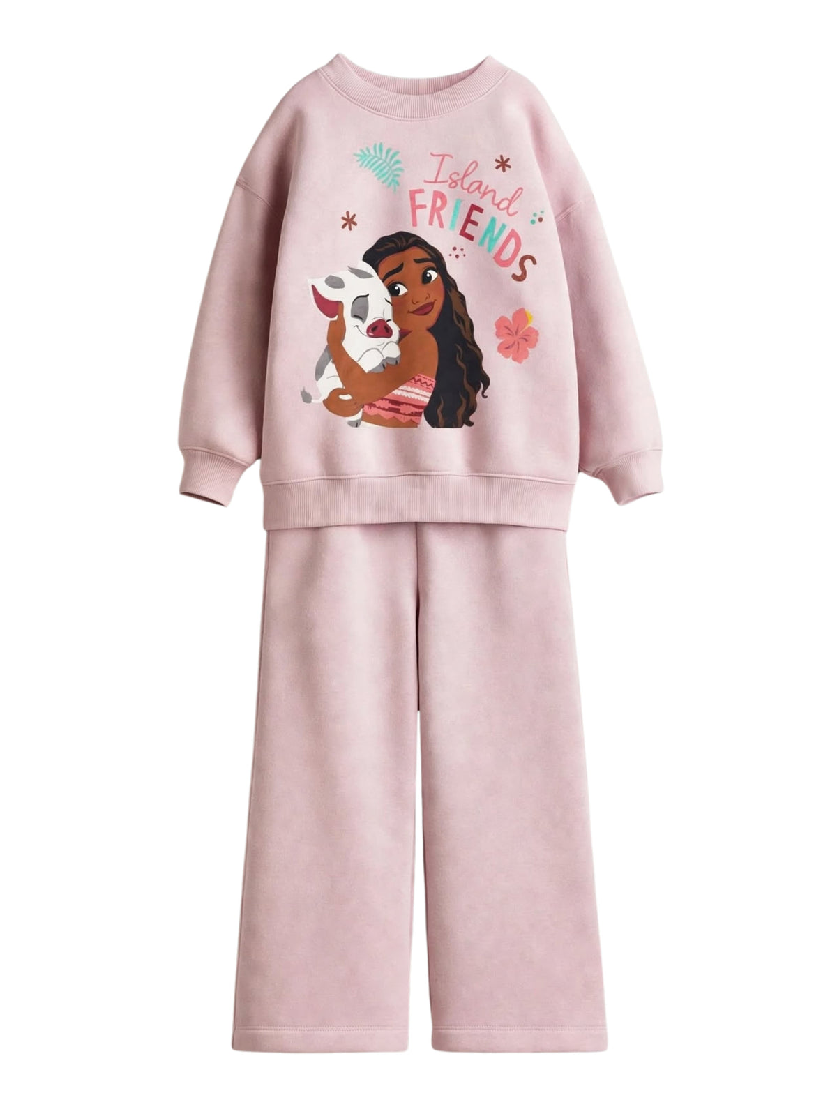 Moana and Pua Island Friends dusty pink sweatshirt and wide-leg pants set for girls