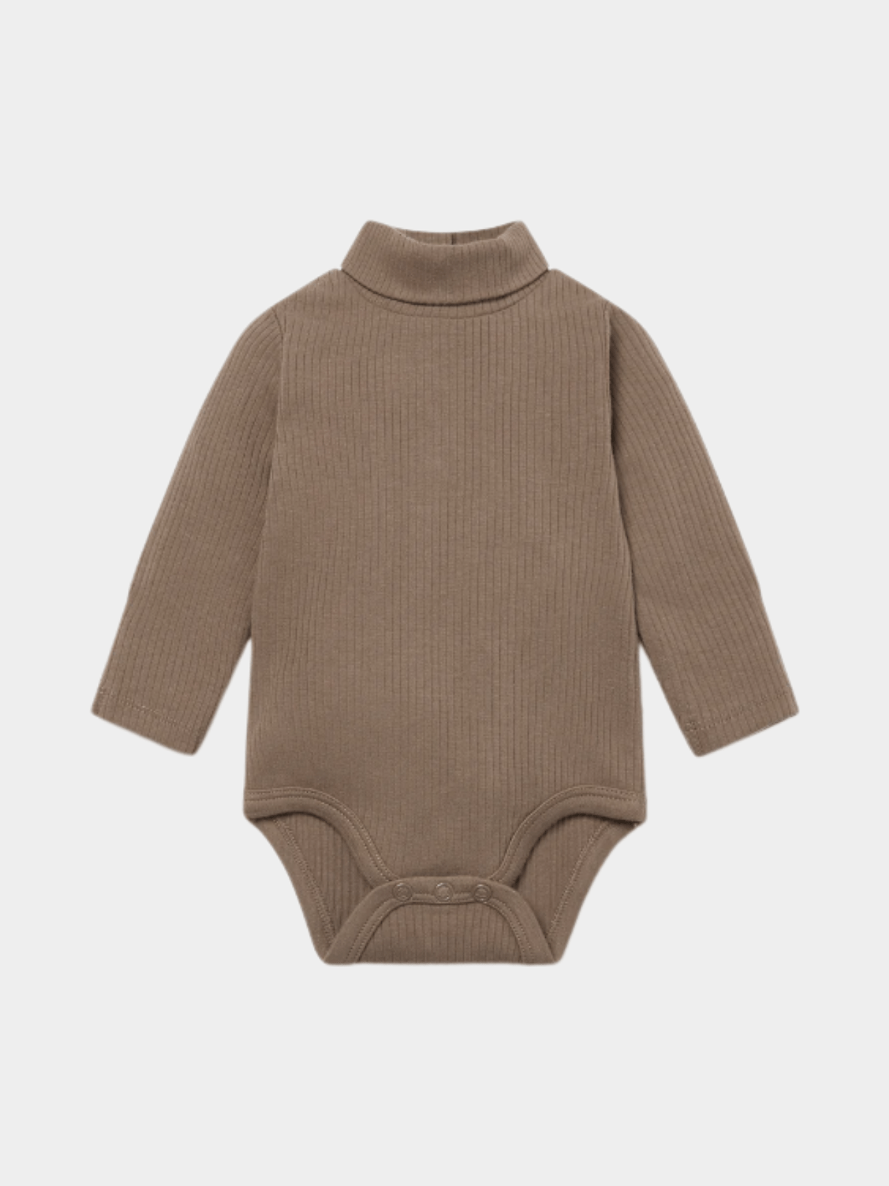 Mocha Ribbed Turtleneck Bodysuit | Neutral Long - Sleeve Baby Romper (0mths - 2yrs)
