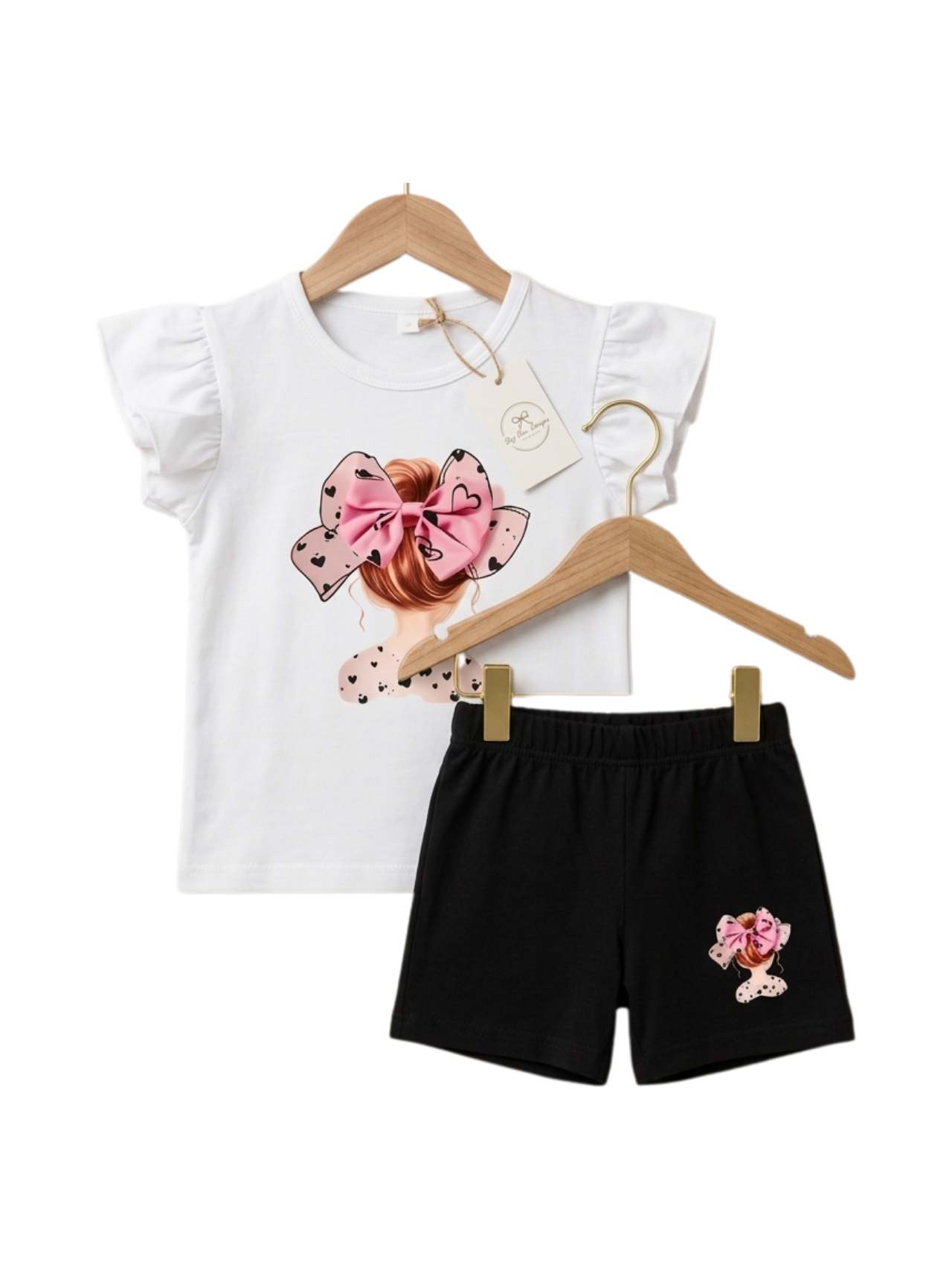 Big Bow Girl Print Outfit Set