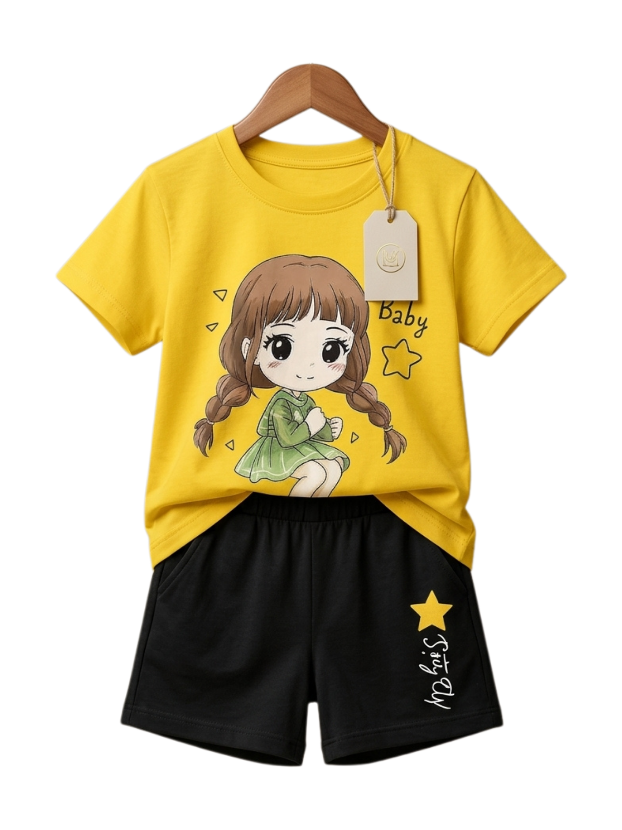 Chibi Girl Star Print Outfit Set