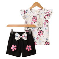 Floral Bow Print Outfit Set