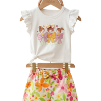 Bow Trio Friends Print Outfit Set