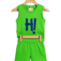 Hi Exclamation Print Outfit Set