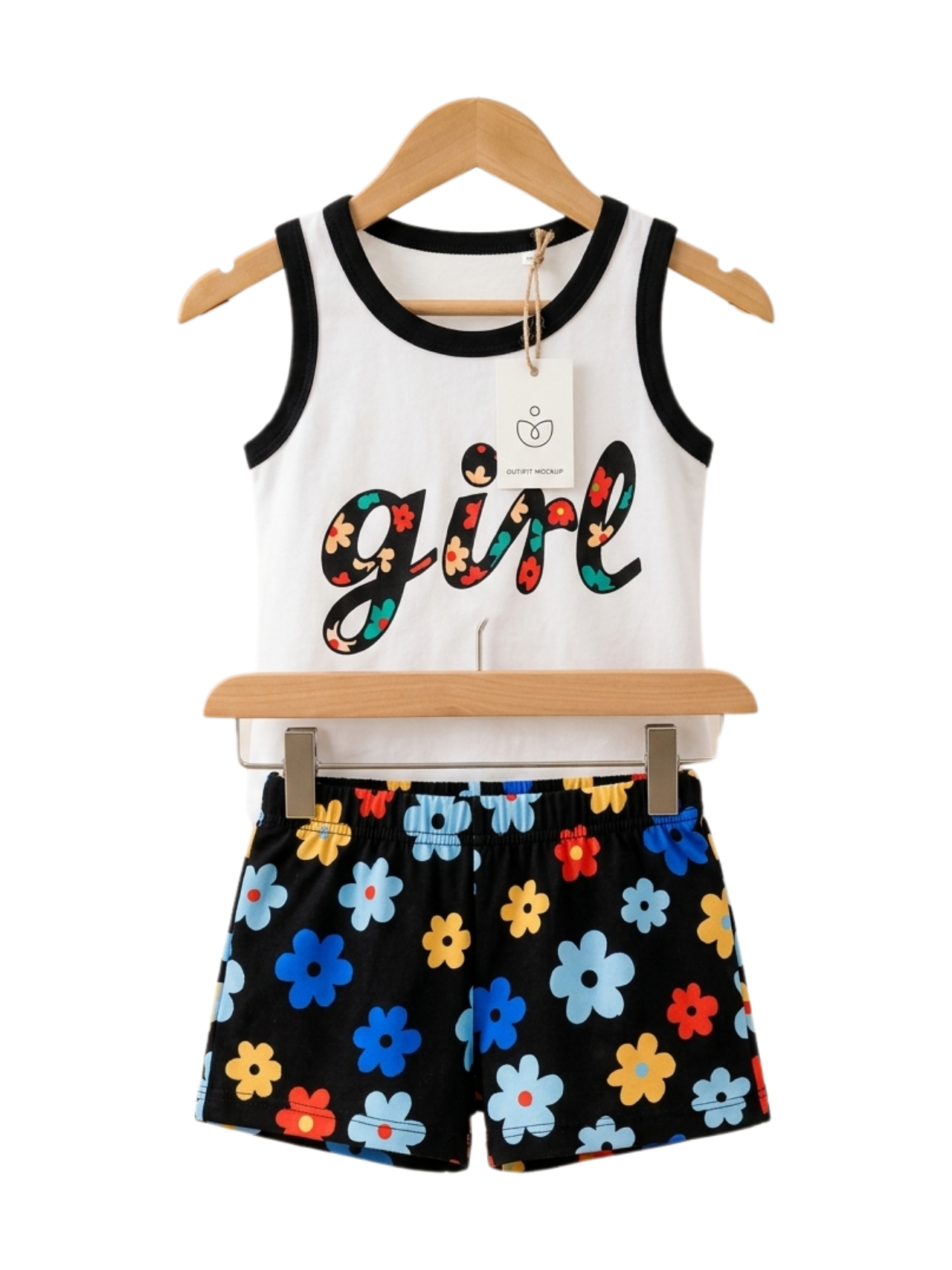 Floral Script Print Outfit Set