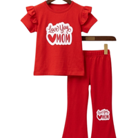 Love You Mom Heart Outfit Set