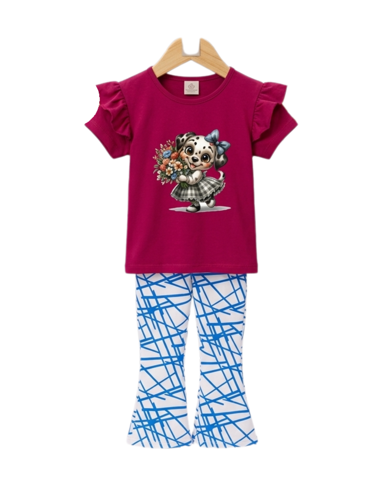 Floral Puppy Print Outfit Set