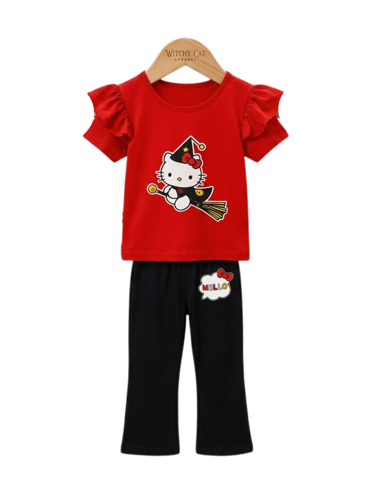 Witchy Cat Halloween Outfit Set