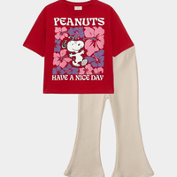 Red Peanuts Snoopy Floral Flare Set (3 - 12yrs)