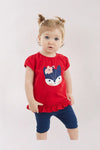 Roshkosh Girls Rabbit Print Red Tops & Quater Pant