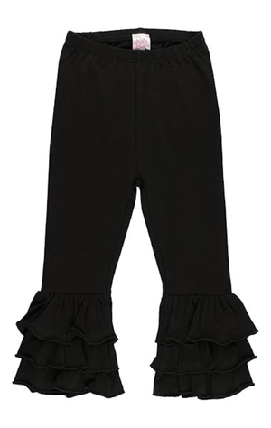 Ruffled Elegance Black Pants For Kids