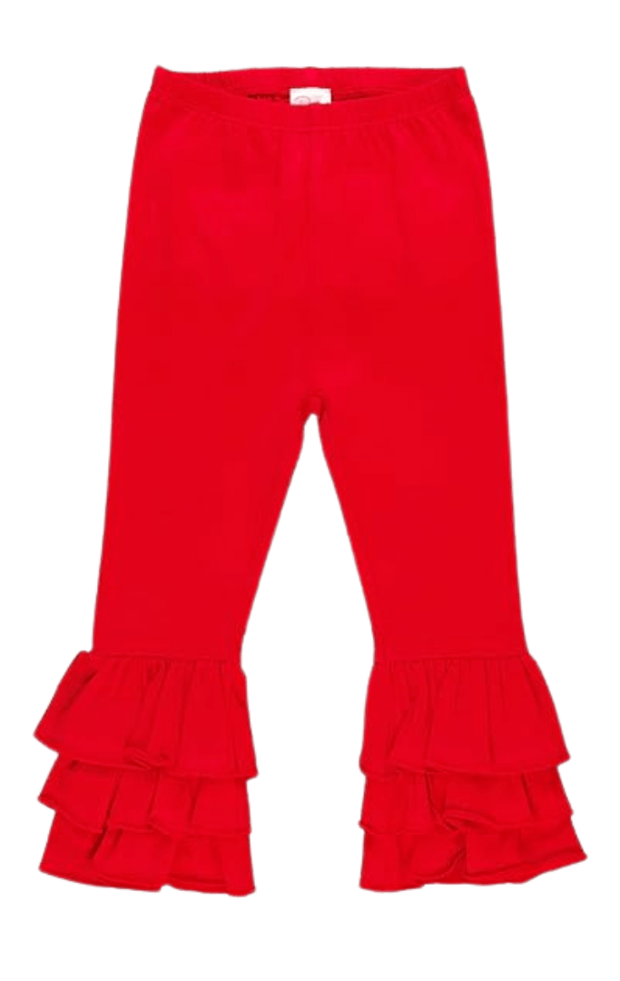 Ruffled Elegance Red Pants For Kids