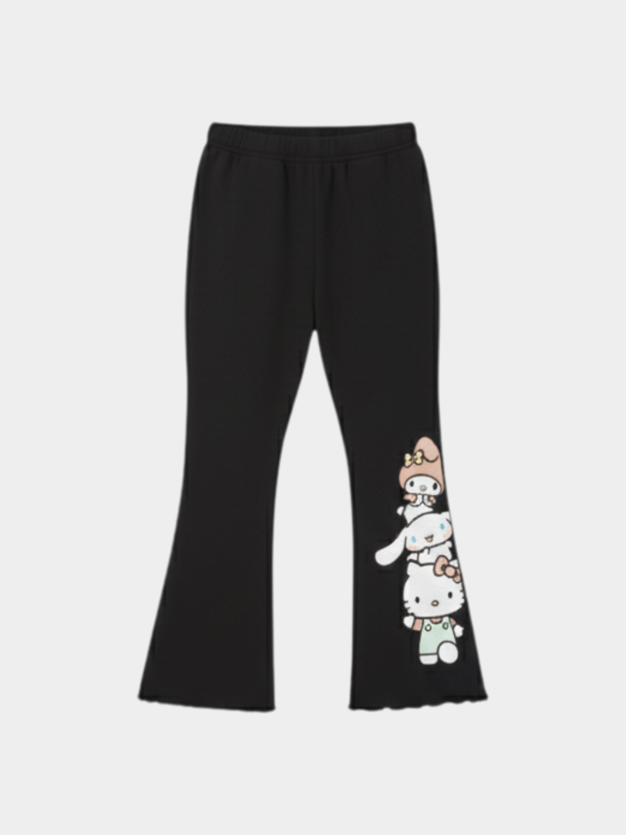 Sanrio Hello Kitty & Friends Girls' Black Graphic Flare Sweat Pants