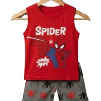 Spider Hero Tank Set - toddler red tank with spider hero print and grey shorts