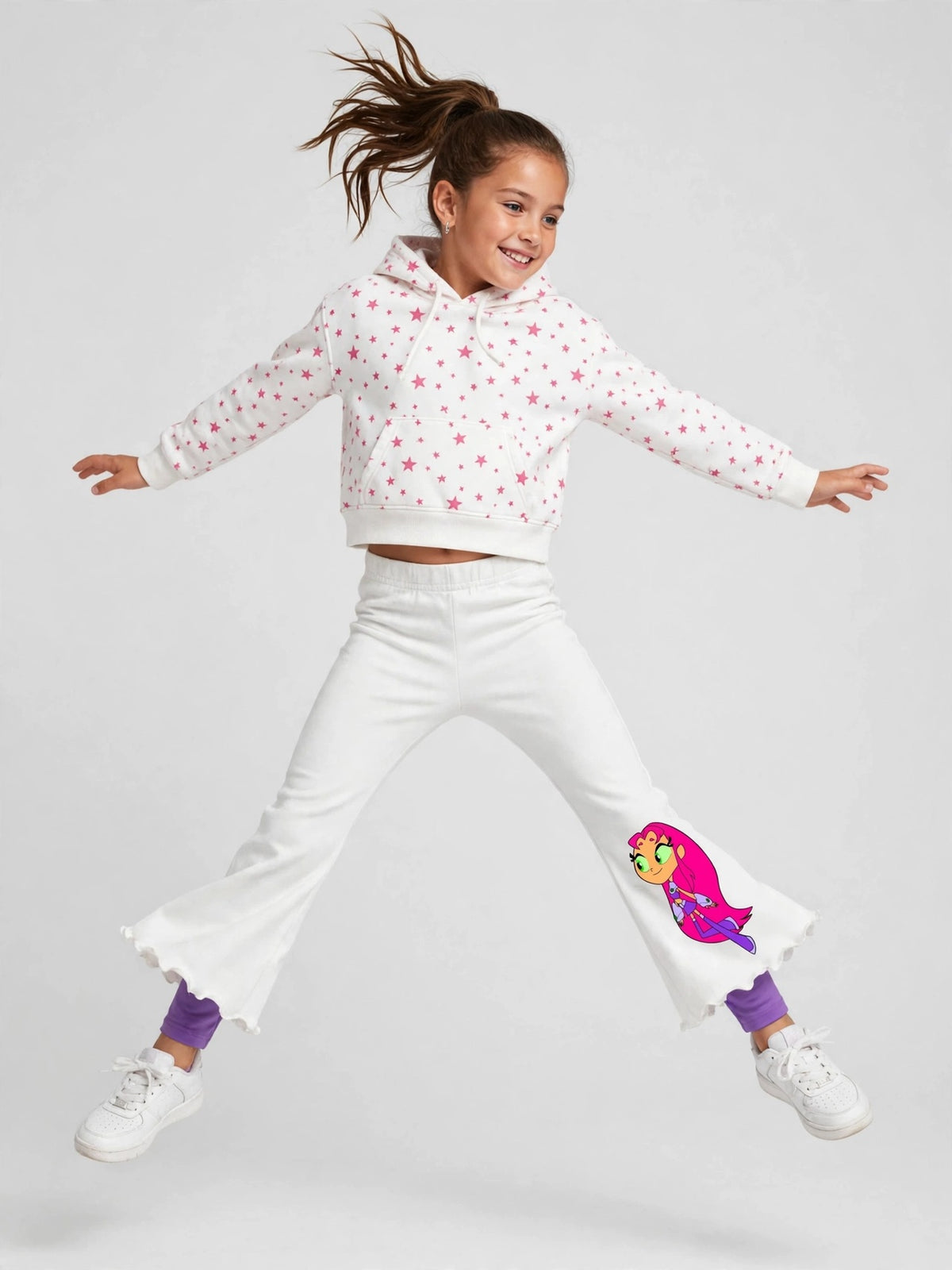 Girls Starfire Print Flare Pants - White