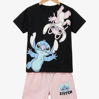 Stitch & Angel Black T-Shirt Set