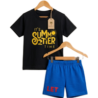 Summer Time Tee Set - toddler black tee with yellow Summer Time graphic and blue shorts