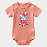 "Super Fresh" Peach Bunny Baby Bodysuit