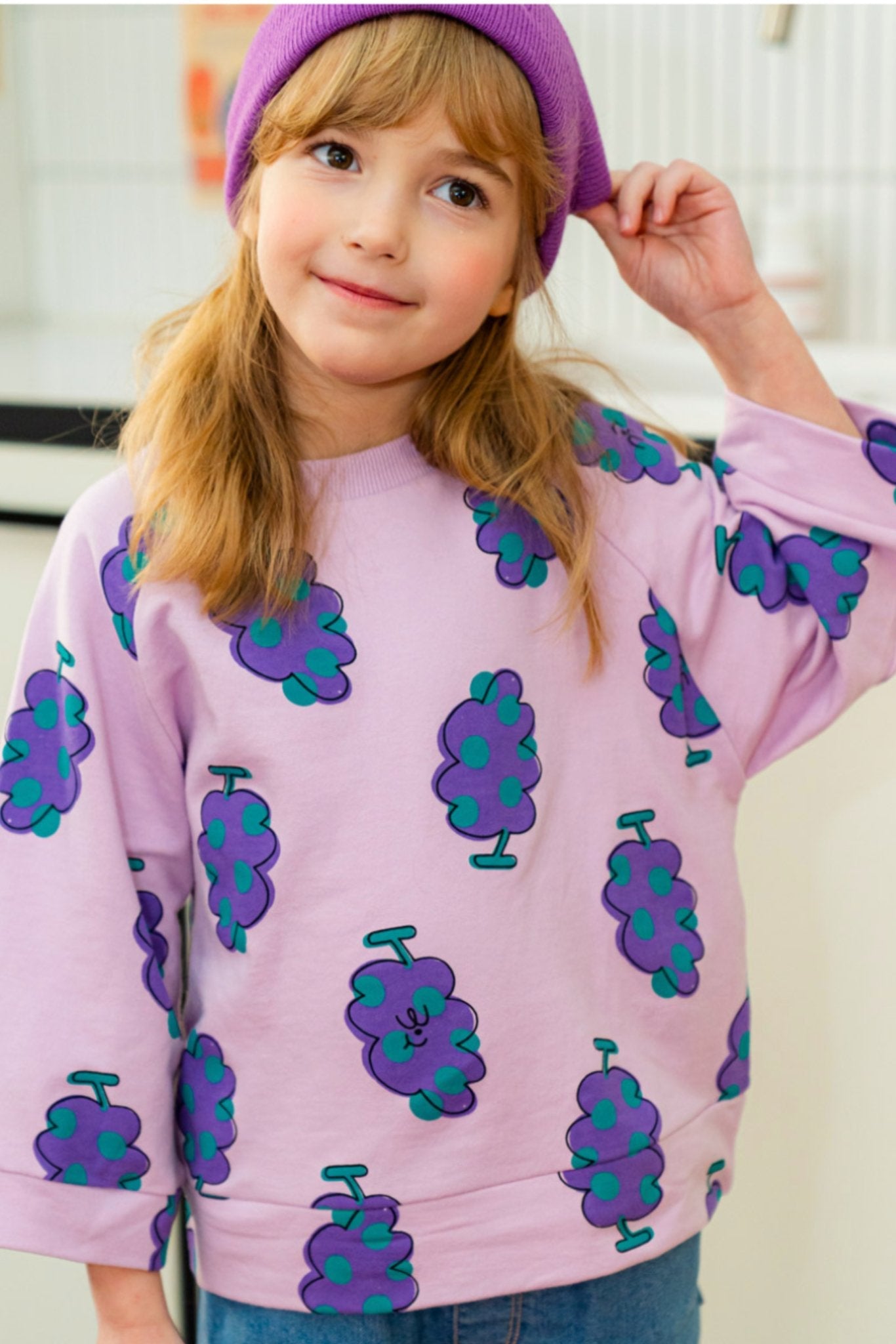 Tree Printed Sweatshirt_Purple