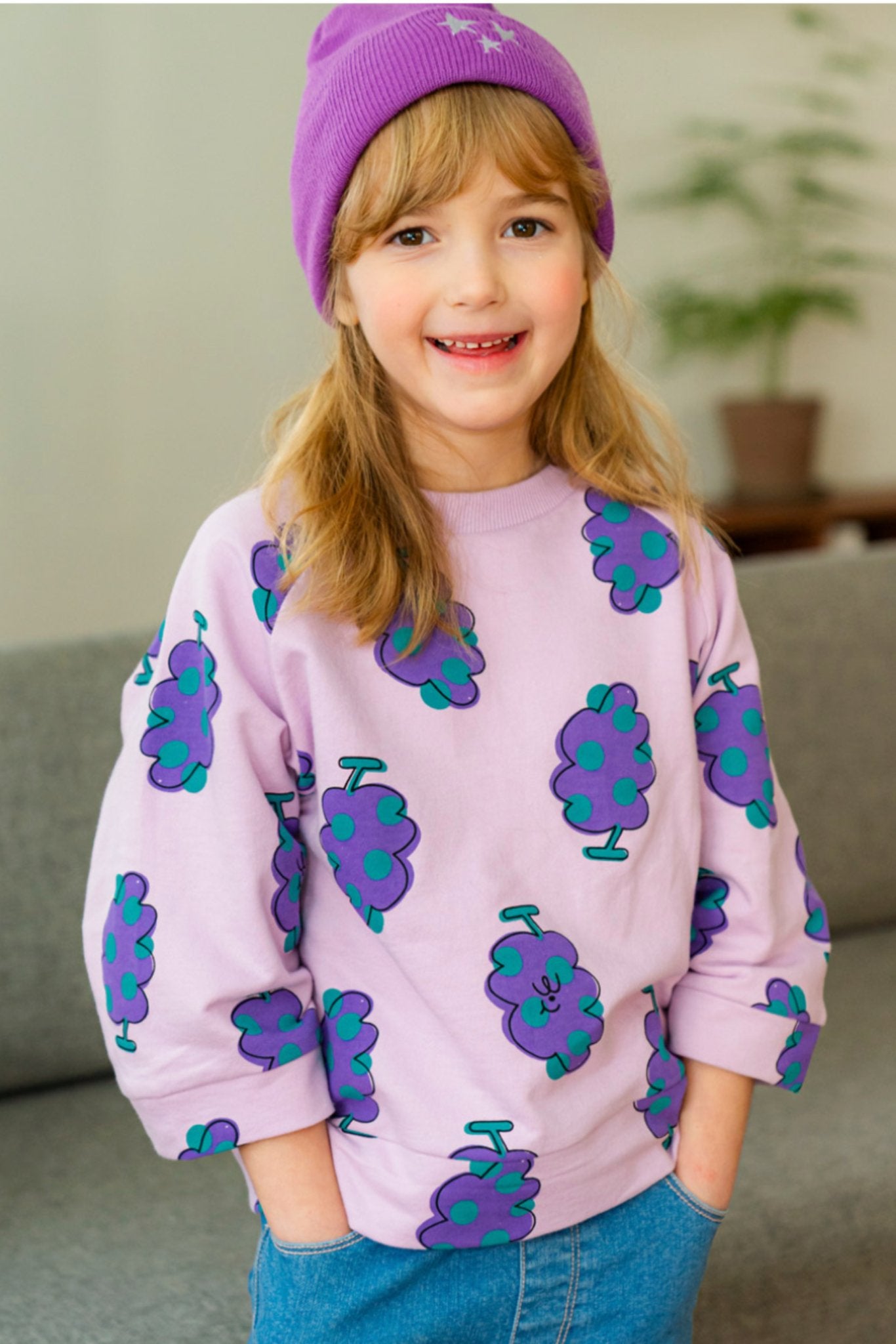 Tree Printed Sweatshirt_Purple